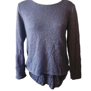 Made‎ in Italy mohair Women's Blue Knit Floral Layered Sweater Size M
